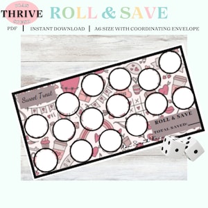 Digitaler Download-Sweet Treat-Roll and Save Challenge-Koordinierung Umschlag/Dashboard