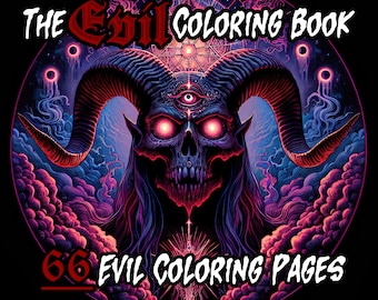 66 Evil Coloring Pages, The Evil Coloring Book for Teens and Adults, Evil Goats, Satanic Churches and Occult, Printable PDF, Direct Download