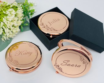 Personalized Compact Mini Mirror, Customized Bridesmaid Laser Mirror Laser Engraved Mirror, Pocket Mirror Bridesmaid Gift, Bridal Party Gift