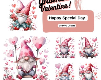 16 PNG Gnomes Clipart, Valentines Day Clipart, Watercolor Clipart ...