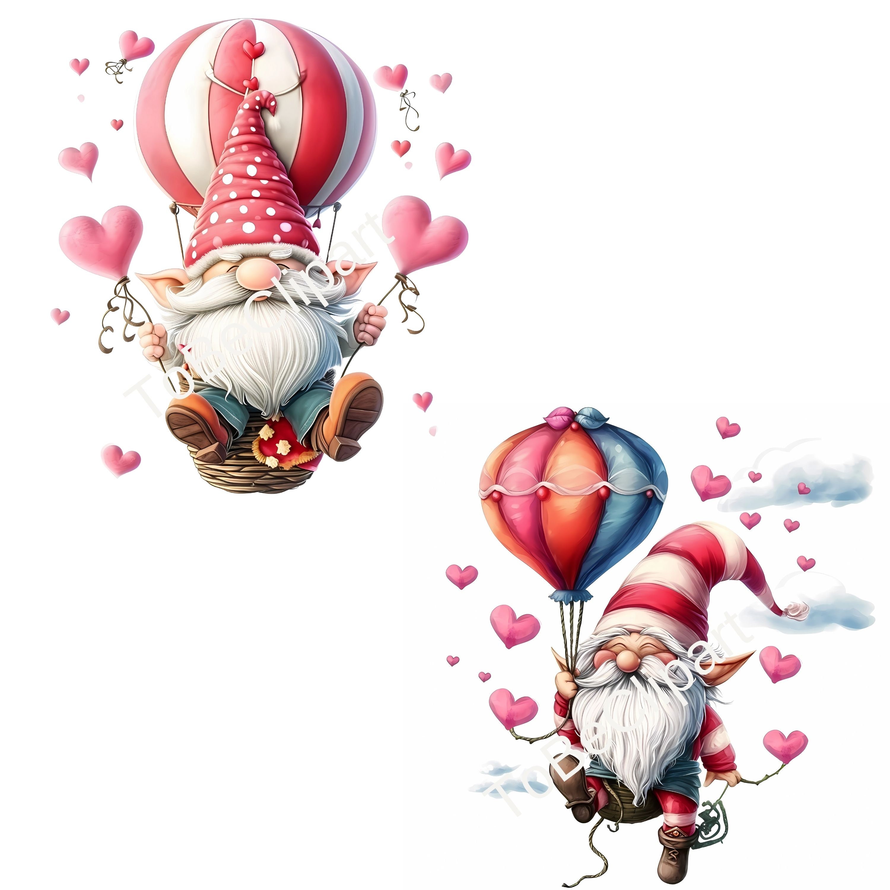 30 PNG Gnomes Clipart, Valentines Day Clipart, Watercolor Clipart ...