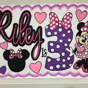 Minnie Mouse birthday banner, custom banner, custom party banner, brown paper banner, birthday decor