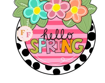 Hello Spring Door Hanger Template