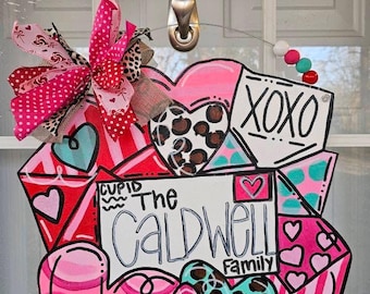 love letters Valentine’s Day door hanger template custom to your name