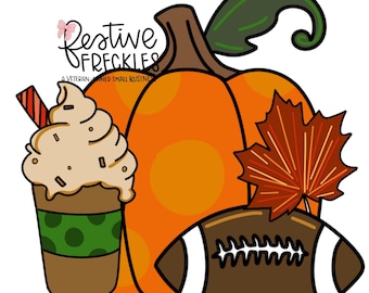 fall door hanger template, football coffee and pumpkin