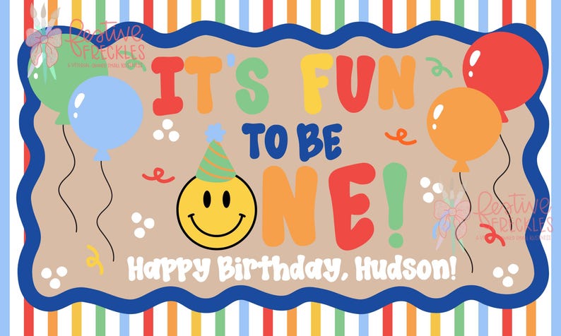It's Fun to Be One Party Banner Template | Banner First Birthday ...