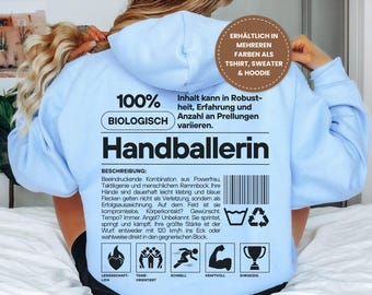 Divertente felpa con cappuccio, felpa, maglietta da giocatore di pallamano come idea regalo per giocatori di pallamano amatoriali e appassionati di pallamano