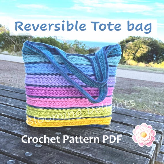 Reversible Crochet Tote Bag Pattern PDF – Aurora Stardust 2-in-1 Bag – Colorful Crochet Bag Pattern for Intermediate Skill Level Crochet