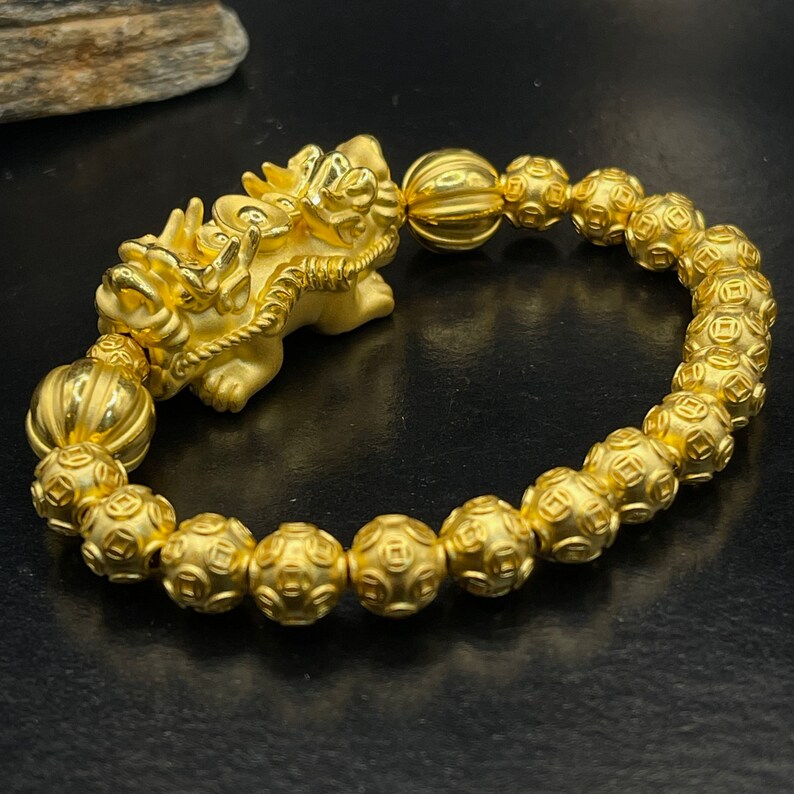 Twin Guardians All 24k Real Gold Bracelet Double Piyao Catching Lucky