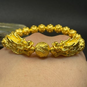 Imperial Dragon Splendor: 24K Pure Gold Bracelet with Majestic Dragon Balls and Money Balls Fengshui Bracelet zdjęcie 1