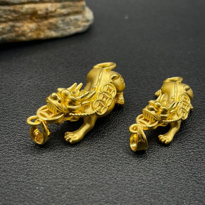 24k Real Gold Exclusive Pixiu Couple Pendants Necklace Anniversary