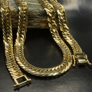 18K Solid Gold 9mm Cuban Chain Necklace for Men and Women, gift for her him, Birthday Gift, 18K Solid Gold Flat Curb