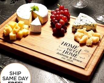 Gepersonaliseerde snijplank op maat, housewarming cadeau, cadeau voor een eerste huis, houten snijplank voor makelaars, cadeau bij de afsluiting van een vastgoedtransactie