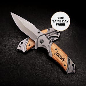 Personalisierte Messer mit Gravur, Jagd-Klappmesser für Herren, Taschenmesser mit graviertem Griff, Vatertagsgeschenk