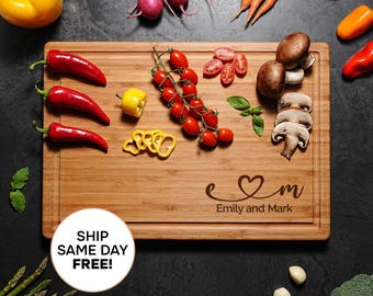 Personalized Wedding Cutting Board, Engraved Name Board, Custom Couple Gift, Engagement Gift, Newlywed Keepsake, Mr and Mrs Cutting Board