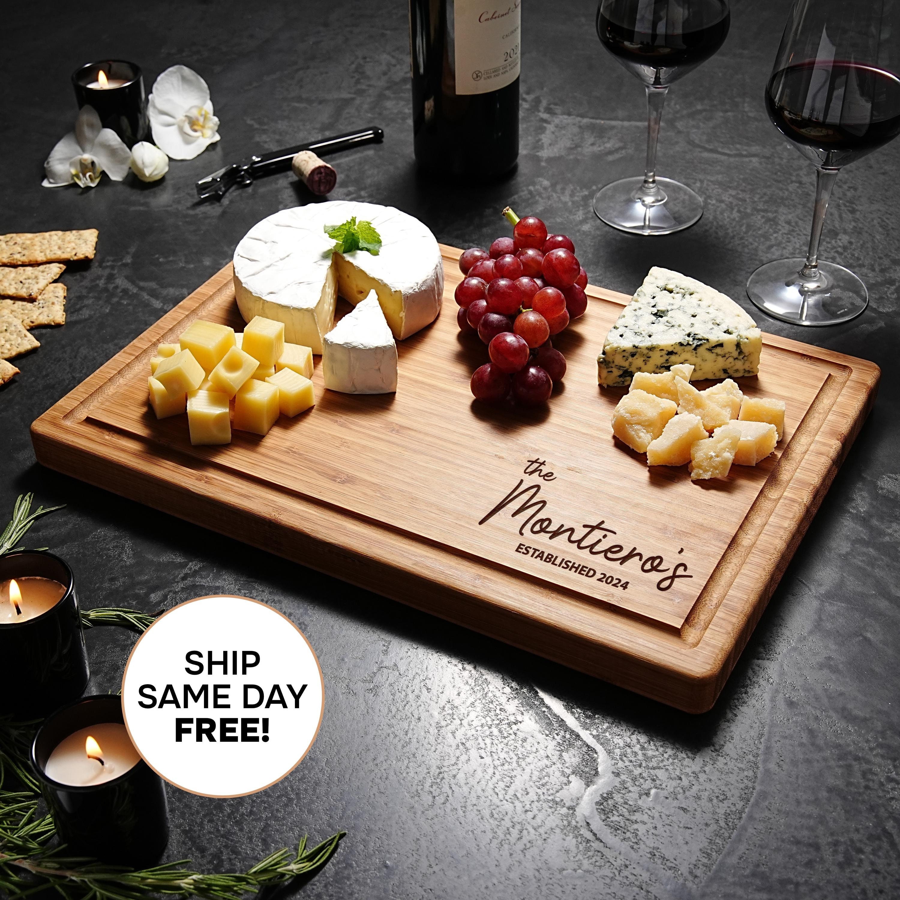 Personalized Cutting Board Wedding Gift, Custom Charcuterie Board, Unique Bamboo cheese Board, Housewarming gifts Engagement, Kitchen decor