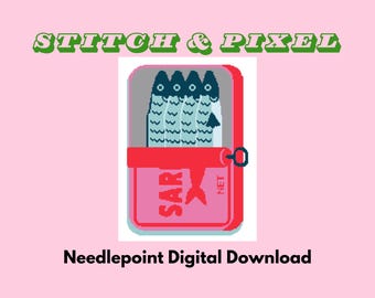 Patrón de bordado de lata de sardinas / Descarga digital