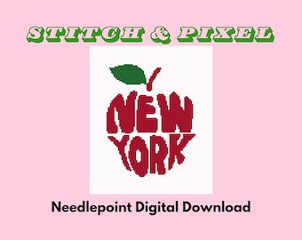 NY Apple Needlepoint Pattern | Digital Download