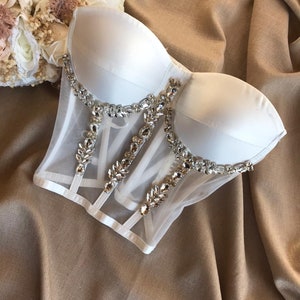 Crystal Stone White, Short Corset, Corset Top, Bridal Corset - Etsy