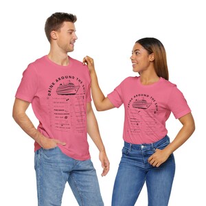 Virgin Resilient Lady Bar Crawl Shirt - Drink Around the Ship Cruise Tee - Blue, Lilac & Pink Solid Color Options - WHITE Text -Bella+Canvas