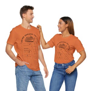 Virgin Resilient Lady Bar Crawl Shirt - Drink Around the Ship Cruise Tee - Red, Orange & Yellow Color Options with BLACK Text - Bella+Canvas
