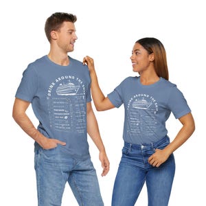 Virgin Resilient Lady Bar Crawl Shirt - Drink Around the Ship Cruise Tee -  Light Blue Solid Color Options - WHITE Text - Bella+Canvas