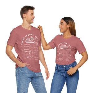 Virgin Resilient Lady Bar Crawl Shirt - Drink Around the Ship Cruise Tee - Mauve, Brown, and Tan Color Options - WHITE Text - Bella+Canvas