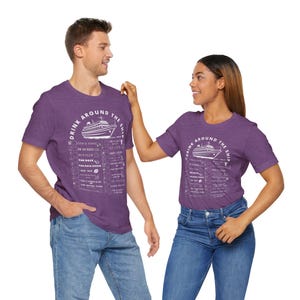 Virgin Resilient Lady Bar Crawl Shirt - Drink Around the Ship Cruise Tee - HEATHER Pink, Purple & Gold Options - WHITE Text - Bella+Canvas