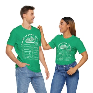 Virgin Resilient Lady Bar Crawl Shirt - Drink Around the Ship Cruise Tee - HEATHER Green Color Options - WHITE Text - Bella+Canvas
