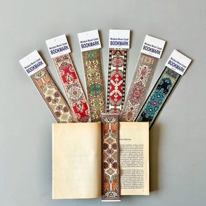 Segnalibro con tappeto turco, segnalibro con motivo orientale, regalo per lettori, segnalibro tradizionale intrecciato, idea regalo per accessori per libri