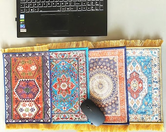 Turkish Carpet Mouse Pad,Soft fabric mouse pad with kilim pattern,Home office essentials,Carpet Desk Mat,Handmade mouse pad,Office Gift