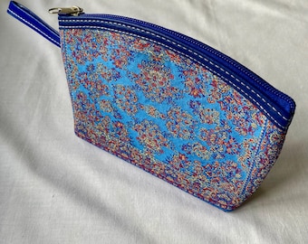 Blue Rug Design Zipper Pouch: Turkish Coin Purse, Travel Pouch