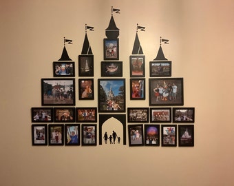 Castello/set di decalcomanie/arte da parete/adesivi/collage/scelta di colori - silhouette familiare inclusa per la porta