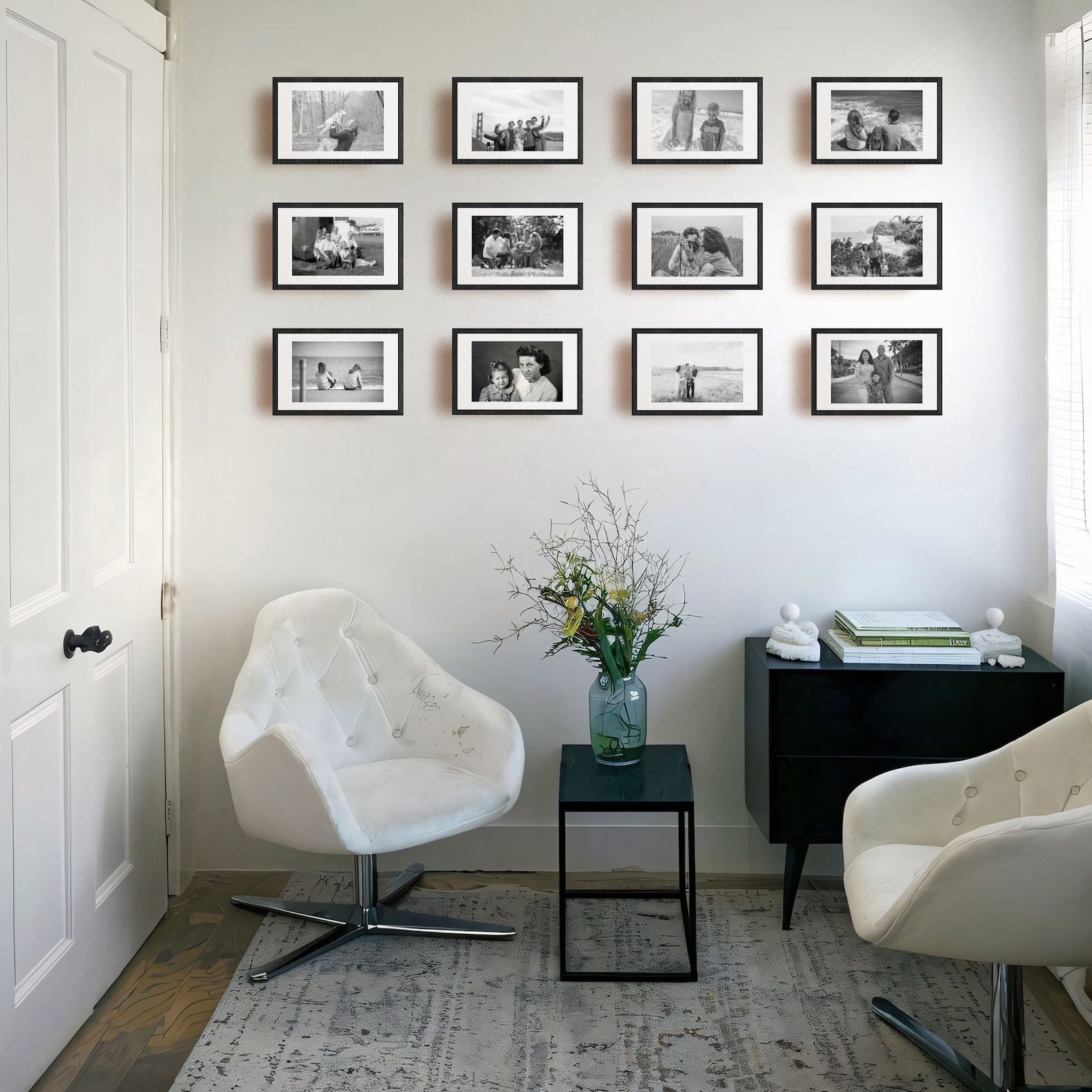 Customizable Family Photo Gallery Wall, Black Frame Gallery Wall, 12x8 ...