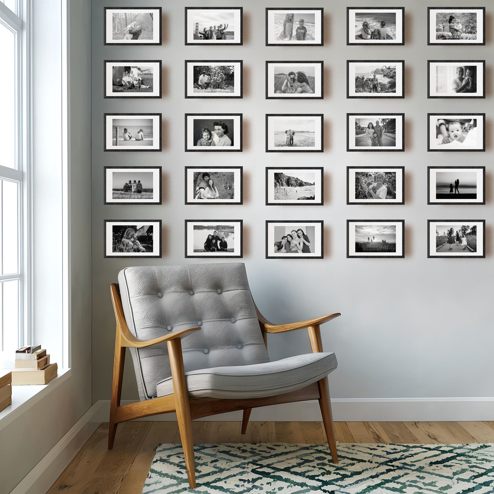 Customizable Family Photo Gallery Wall, Black Frame Gallery Wall, 12x8 ...