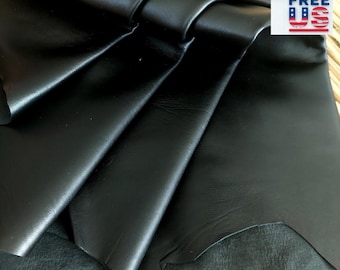 Schwarzes Lammfell-Futterleder: Weiches, glattes 1 mm Schaffellleder