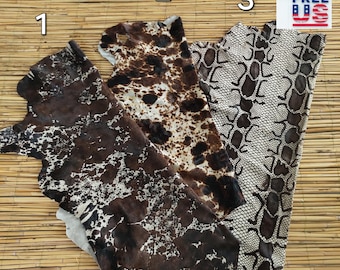 Printed Pony Hair Calfskin Leather Hide, Exotic Cowhide