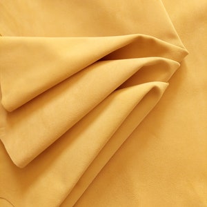 Yellow  Goat Suede Leather, Genuine Goat Skin Hide, Thickness 1 - 1.2mm, Leather Supplier, Velvety Effect Soft Suede, Natural Leather Pieces