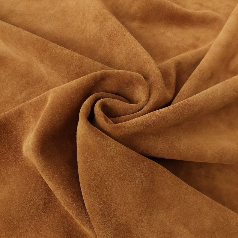 Premium Lux SUEDE Leather, Tan Cow Split Velour Suede 3.5-4 oz For Leather Goods And Garment, Natural Nap Sotf Suede Leather Hide For Sewing image 8