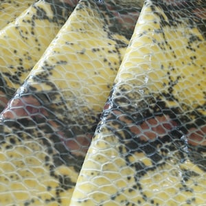 Exotic Python Embossed Calfskin Leather, Exotic Snake Leather For Crafts, Real Calfskin Python Print, Embossed Leather Hide