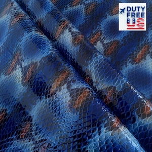 Exotic Rock Python Embossed Calfskin, Snake Printed Leather, Multicolor Reptile, Embossed Leather Hide