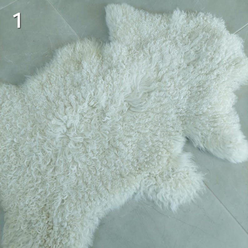 Natural Mongolian Curly Sheepskin Rug: Genuine Sheep Hide Fur - Etsy