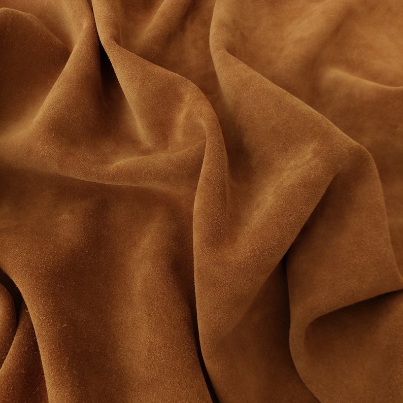 Premium Lux SUEDE Leather, Tan Cow Split Velour Suede 3.5-4 oz For Leather Goods And Garment, Natural Nap Sotf Suede Leather Hide For Sewing image 4