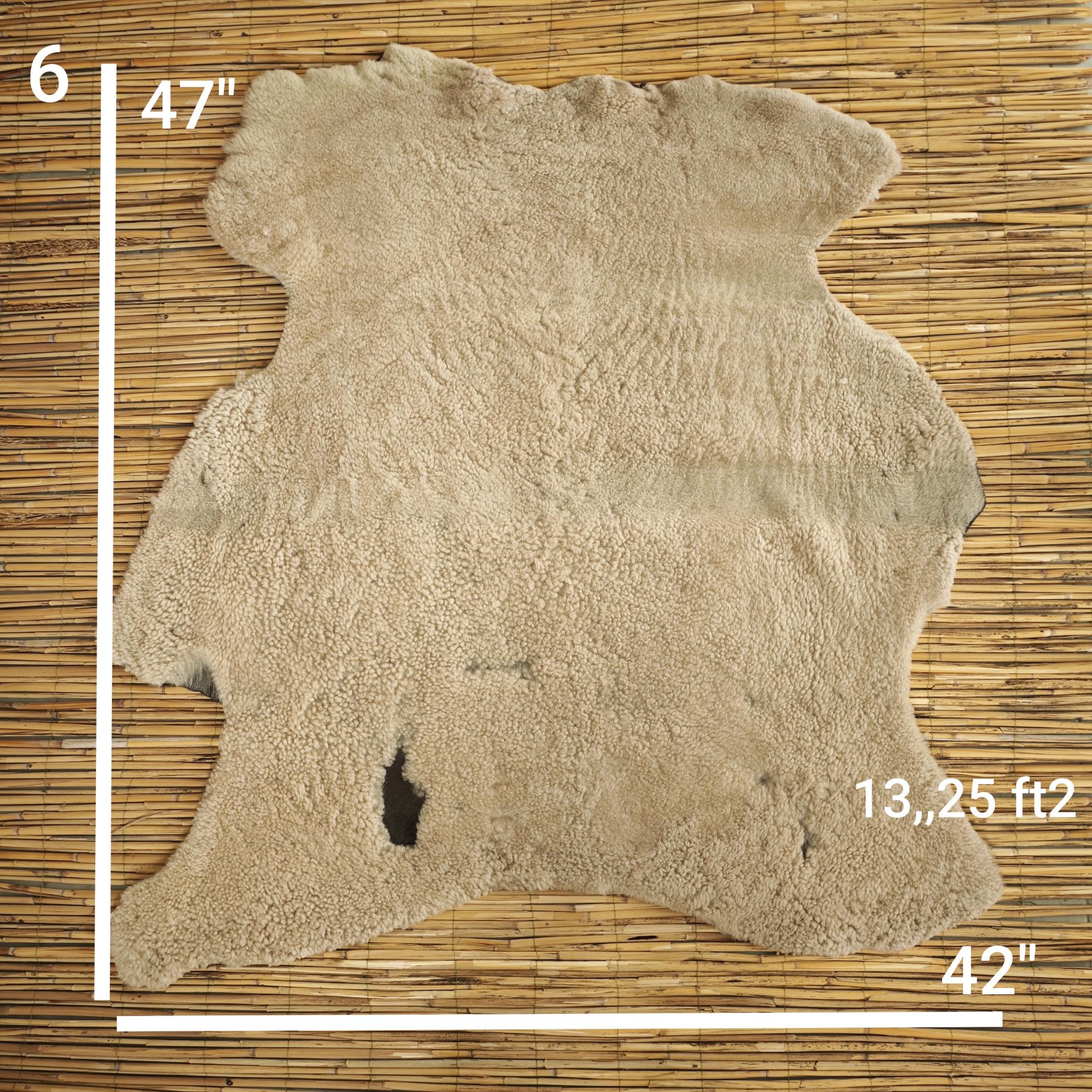 Large Beige Curly Merino Sheepskin Rug – Natural Lambskin Hide, Big ...