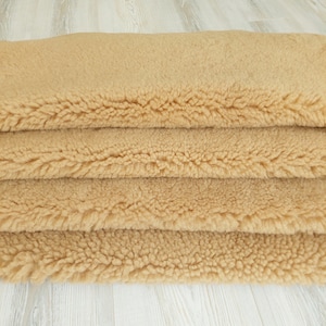 Genuine Camel British Upholstery Sheepskin, Natural Thick Shearling Leather, XL Curly Soft Sheepskin Seat Cover, Throw Rug Fur Sheepskin