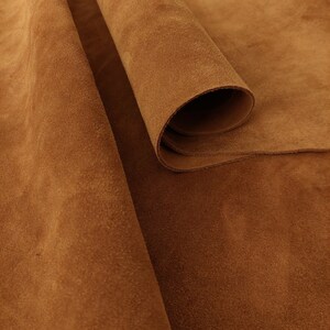 Premium Lux SUEDE Leather, Tan Cow Split Velour Suede 3.5-4 oz For Leather Goods And Garment, Natural Nap Sotf Suede Leather Hide For Sewing image 10