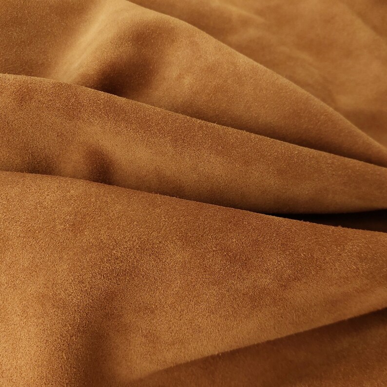 Premium Lux SUEDE Leather, Tan Cow Split Velour Suede 3.5-4 oz For Leather Goods And Garment, Natural Nap Sotf Suede Leather Hide For Sewing image 9