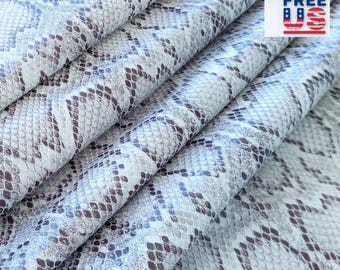 Gray Python Print Calfskin Leather: Snake Effect Sewing Craft