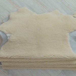 Cream Merino Sheepskin Hide: Soft Curly Upholstery Fabric