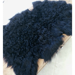 Genuine Black Tigrado Curly Shearling Throw Rug, Collar Fur Sheepskin, Home Decore Hides, Black Curly Gift Sheepskin, Seat Pad Lambskin